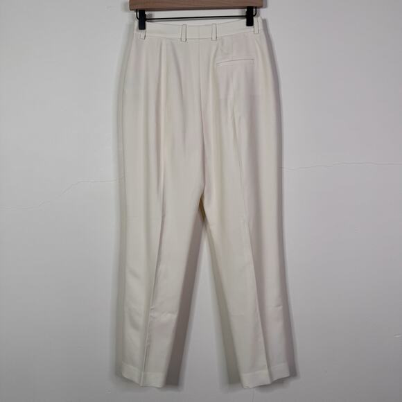 Alexander McQueen Ivory Wool Pleated Trousers Pants Size IT 42 Classic Tailored - Picture 5 of 9